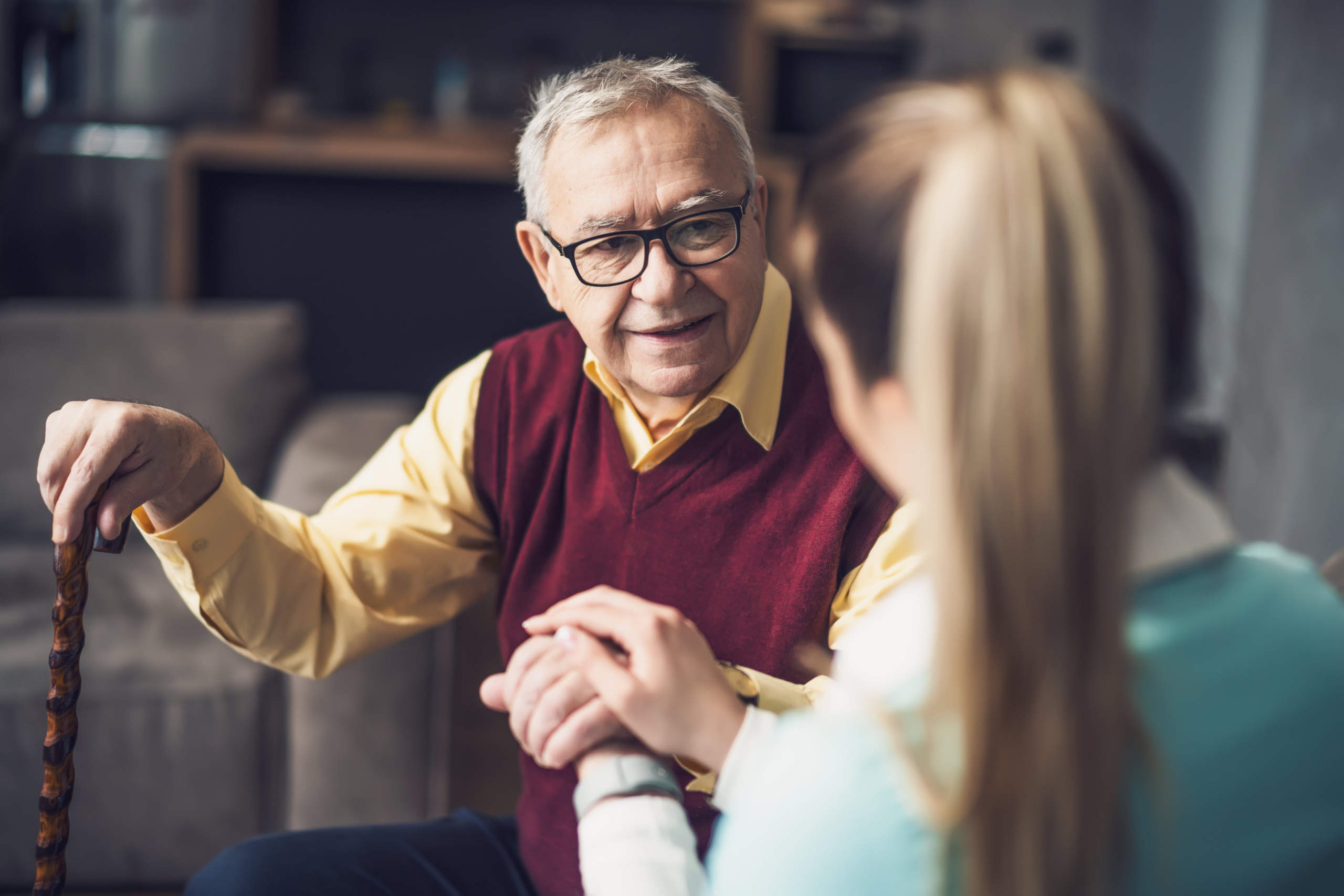 Caregiver Talking with Dementia Patient