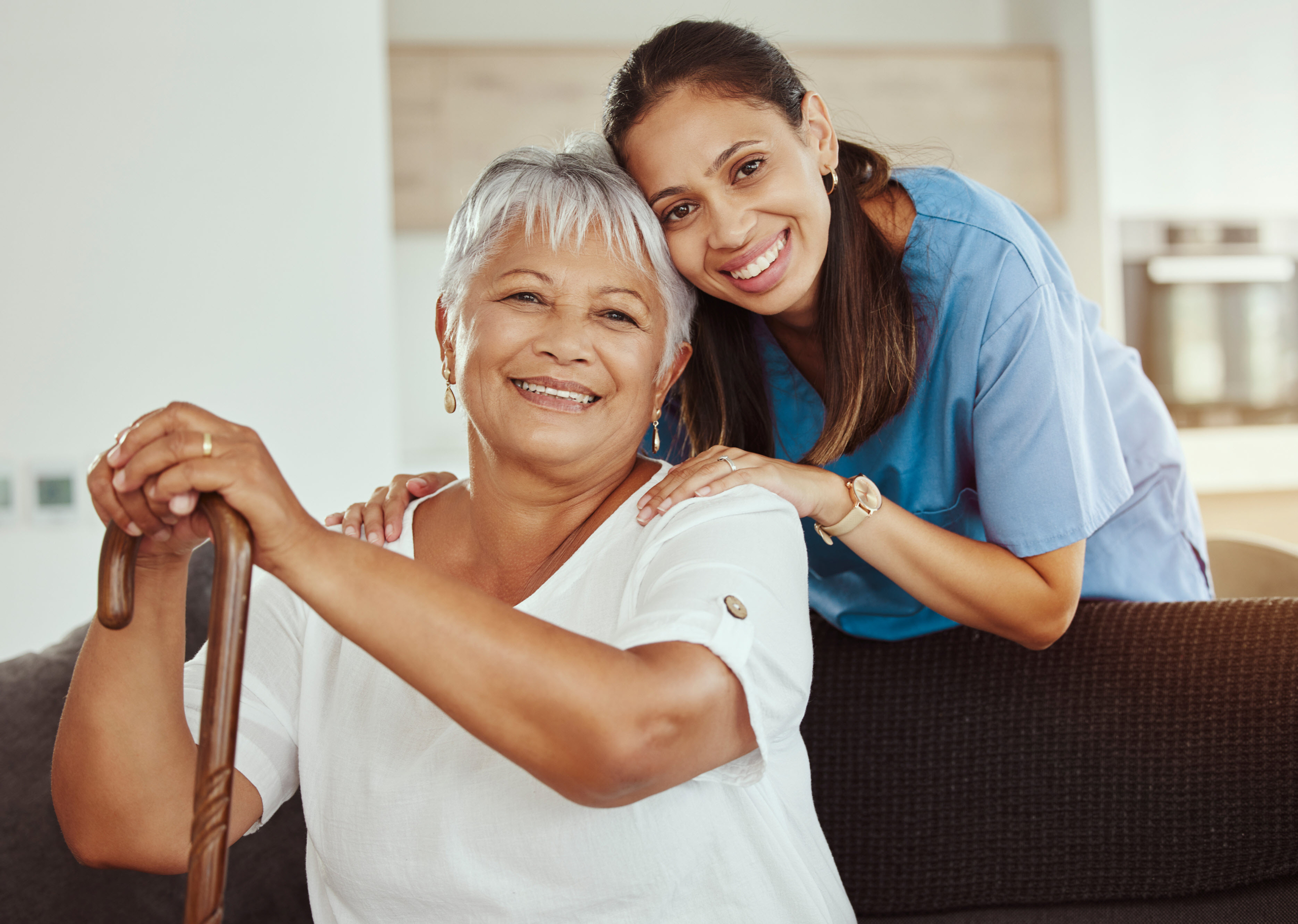 Caregiver aide with elderly client