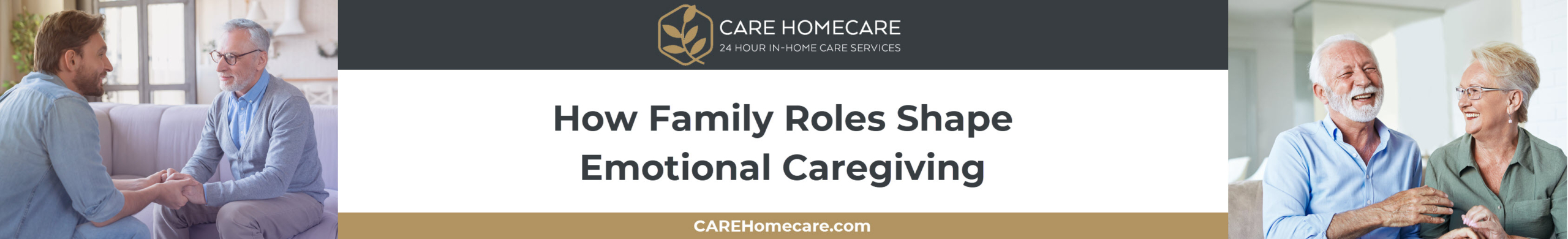 Two caregiving scenarios showing an adult child caring for a parent and a spouse caring for a partner.