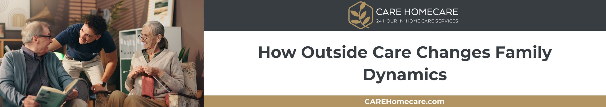 A professional caregiver assisting while a family caregiver rests nearby.