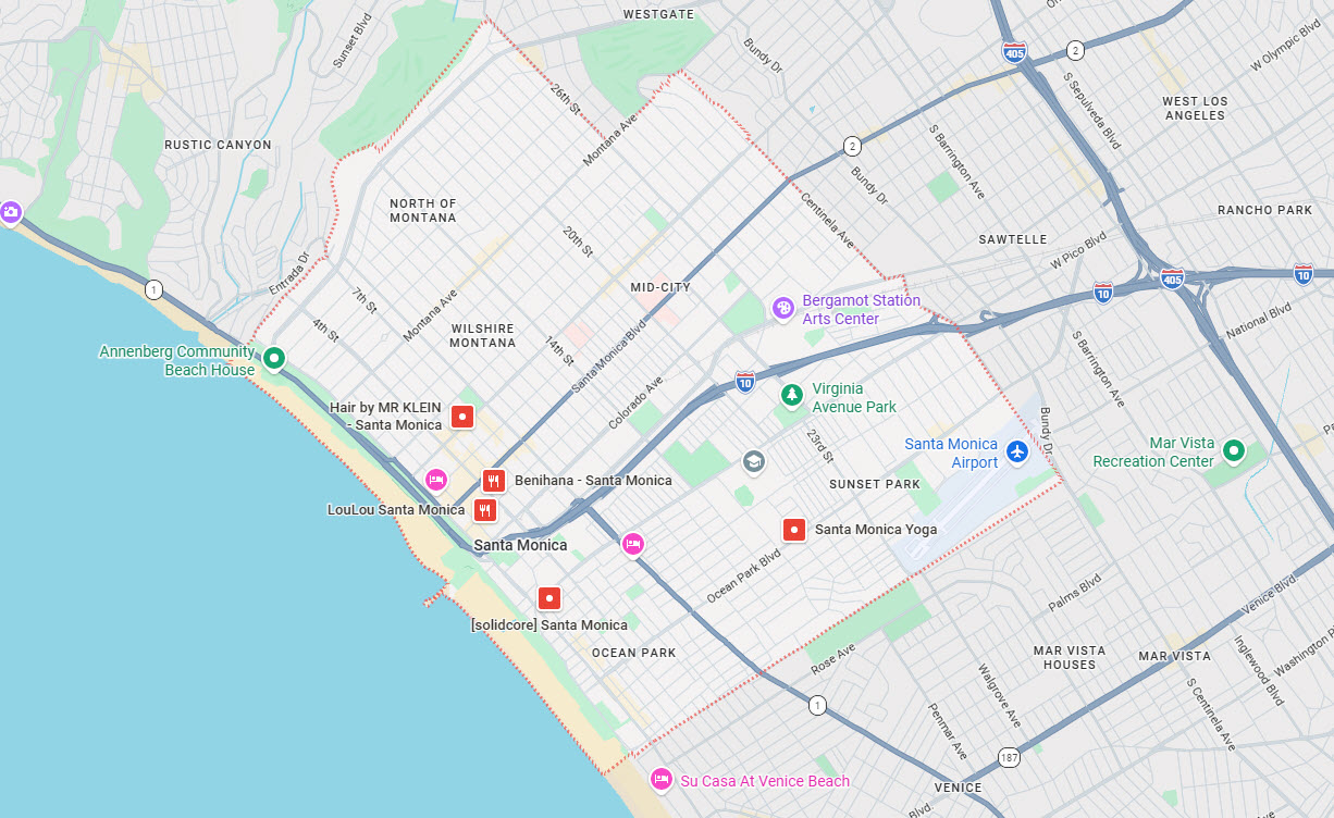 Santa Monica Home Care Service Area Map