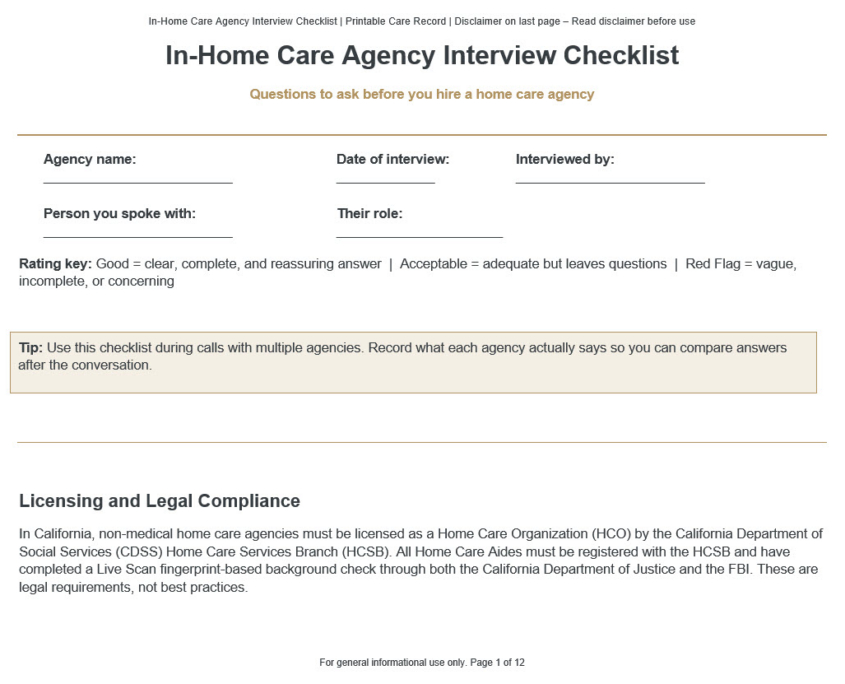 ADL / IADL Checklist for Seniors | Free Printable PDF Assessment - CARE ...